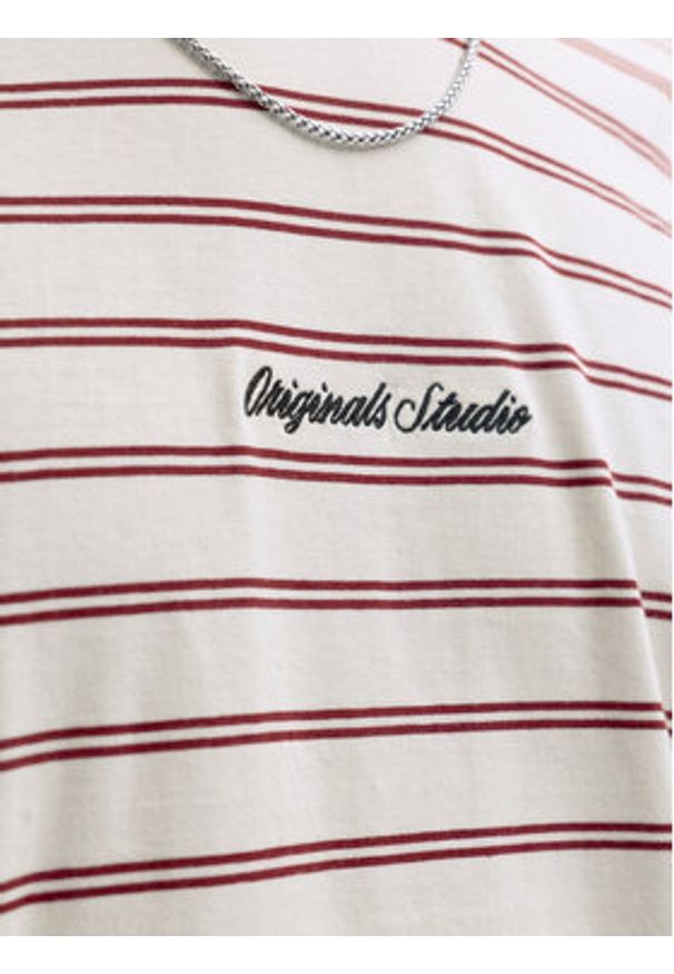 Jack & Jones T-Shirt Norrebro Stripe 12291021 Écru Regular Fit. Kolor: kremowy. Materiał: bawełna