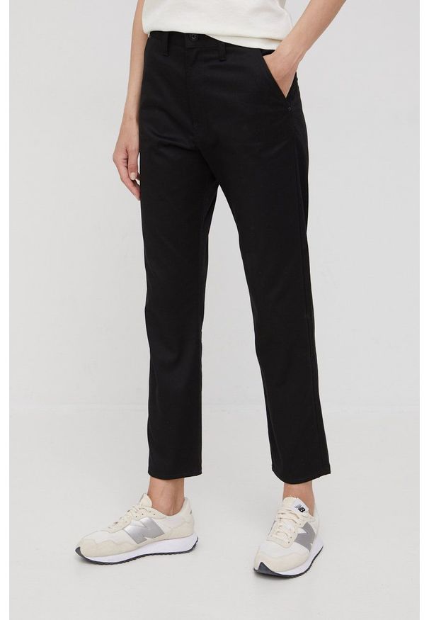 G-Star RAW - G-Star Raw spodnie damskie kolor czarny proste high waist. Okazja: na co dzień. Stan: podwyższony. Kolor: czarny. Styl: casual