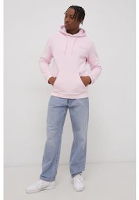 adidas Originals Bluza męska kolor różowy z kapturem z nadrukiem. Typ kołnierza: kaptur. Kolor: różowy. Materiał: dzianina, poliester, bawełna. Wzór: nadruk