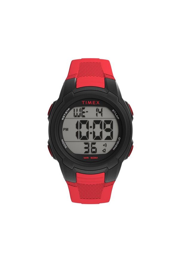 Zegarek Timex. Kolor: czerwony. Styl: sportowy