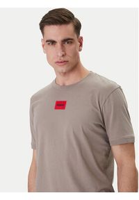 Hugo - HUGO T-Shirt Diragolino212 50447978 Beżowy Regular Fit. Kolor: beżowy. Materiał: bawełna #4