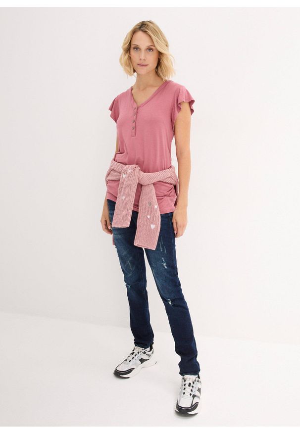 bonprix - Shirt ciążowy i do karmienia piersią, ze zrównoważonej wiskozy. Kolekcja: moda ciążowa. Kolor: fioletowy. Materiał: wiskoza