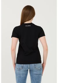Karl Lagerfeld - KARL LAGERFELD Czarny damski t-shirt Rhinestone Logo, Rozmiar XS. Kolor: czarny #3