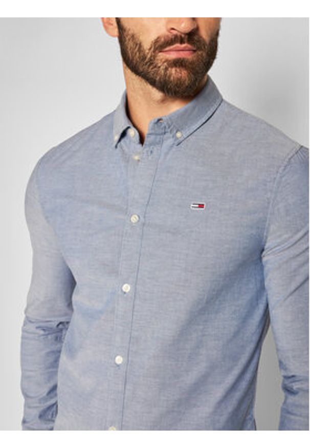 Tommy Jeans Koszula Oxford DM0DM09594 Niebieski Slim Fit. Kolor: niebieski. Materiał: bawełna