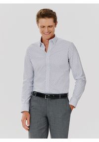 Pako Lorente - PAKO LORENTE – Biała koszula męska w mikrowzór. Kolor: biały. Materiał: bawełna, elastan. Długość rękawa: długi rękaw. Długość: długie #5