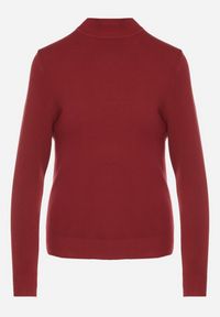 Born2be - Bordowy Gładki Sweter z Półgolfem w Stylu Casual Unallia. Okazja: na co dzień. Kolor: czerwony. Materiał: jeans. Długość rękawa: długi rękaw. Długość: długie. Wzór: gładki. Styl: casual #3