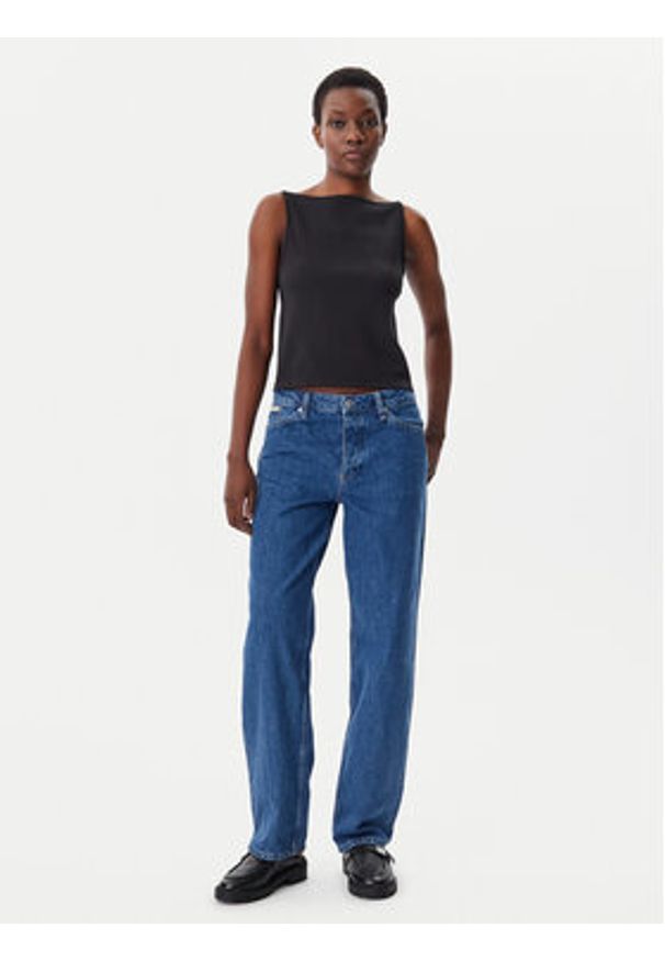 Calvin Klein Jeans Top Logo J20J225314 Czarny Regular Fit. Kolor: czarny. Materiał: syntetyk