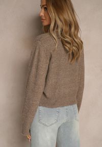 Renee - Beżowy Rozpinany Kardigan z Wełną Kornelira. Okazja: na co dzień. Kolor: beżowy. Materiał: wełna. Styl: casual, elegancki #4