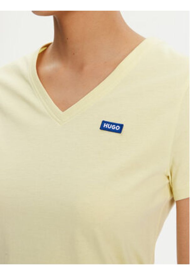 Hugo - HUGO T-Shirt Classic 50513667 Żółty Slim Fit. Kolor: żółty. Materiał: bawełna