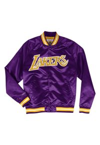 Mitchell & Ness - Lekka satynowa kurtka Los Angeles Lakers. Kolor: fioletowy. Materiał: satyna. Sport: koszykówka