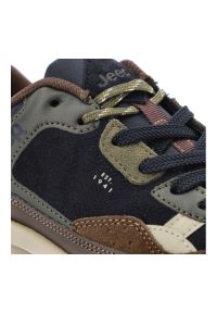 Granatowe Sneakersy Jeep Sportowe Obuwie Męskie. Okazja: na co dzień. Kolor: niebieski. Materiał: tkanina, skóra. Szerokość cholewki: normalna