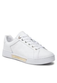 TOMMY HILFIGER - Tommy Hilfiger Sneakersy Embossed Monogram Sneaker FW0FW06735 Biały. Kolor: biały. Materiał: skóra