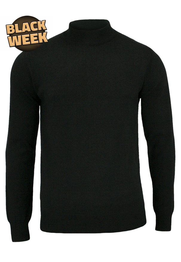 Półgolf Klasyczny, Męski Czarny - Brave Soul. Kolor: czarny. Materiał: bawełna. Sezon: zima, jesień. Styl: klasyczny