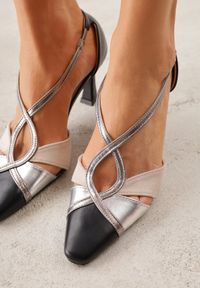 Born2be - Czarne Czółenka na Stożkowym Obcasie z Metalicznymi Paskami Iphophi. Okazja: na co dzień, na spotkanie biznesowe. Zapięcie: pasek. Kolor: czarny. Materiał: jeans. Obcas: na obcasie. Styl: casual, biznesowy, elegancki. Wysokość obcasa: średni #9