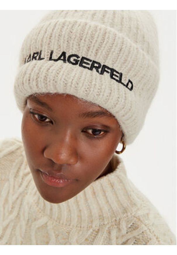 Karl Lagerfeld - KARL LAGERFELD Czapka 246W3411 Beżowy. Kolor: beżowy. Materiał: materiał, wełna