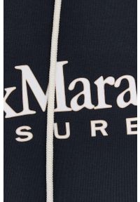 Max Mara Leisure bluza damska kolor granatowy z kapturem z nadrukiem. Typ kołnierza: kaptur. Kolor: niebieski. Materiał: dzianina. Wzór: nadruk #6
