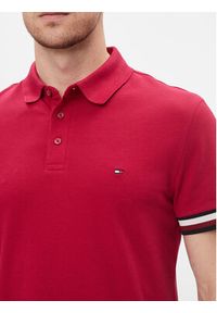 TOMMY HILFIGER - Tommy Hilfiger Polo Monotype Flag MW0MW33585 Czerwony Slim Fit. Typ kołnierza: polo. Kolor: czerwony. Materiał: bawełna, wiskoza