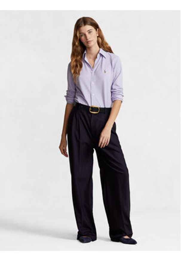 Polo Ralph Lauren Koszula Ls Knt Ox St 211924258001 Fioletowy Slim Fit. Typ kołnierza: polo. Kolor: fioletowy. Materiał: bawełna