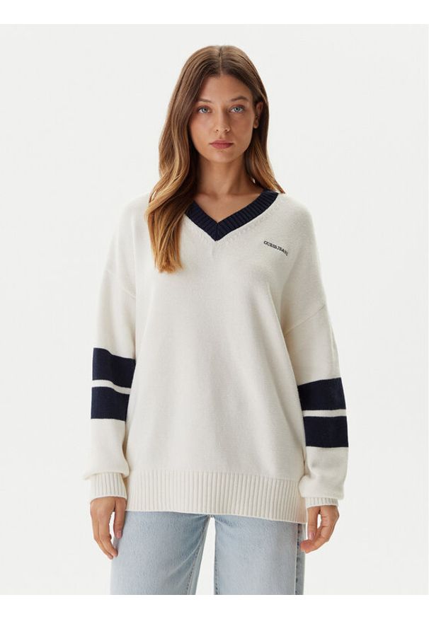 Guess Jeans Sweter W5BR10 Z0561 Écru Relaxed Fit. Materiał: bawełna