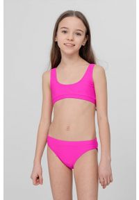 4f - 4F strój kąpielowy dziecięcy kolor różowy. Kolor: różowy. Rodzaj stanika: odpinane ramiączka