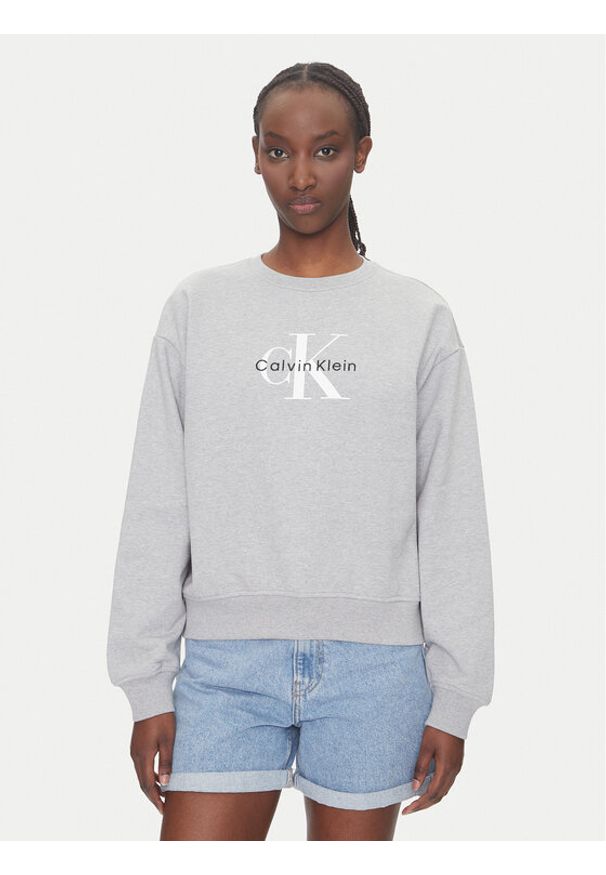Calvin Klein Jeans Bluza Monologo LV047B234G Szary Relaxed Fit. Kolor: szary. Materiał: bawełna