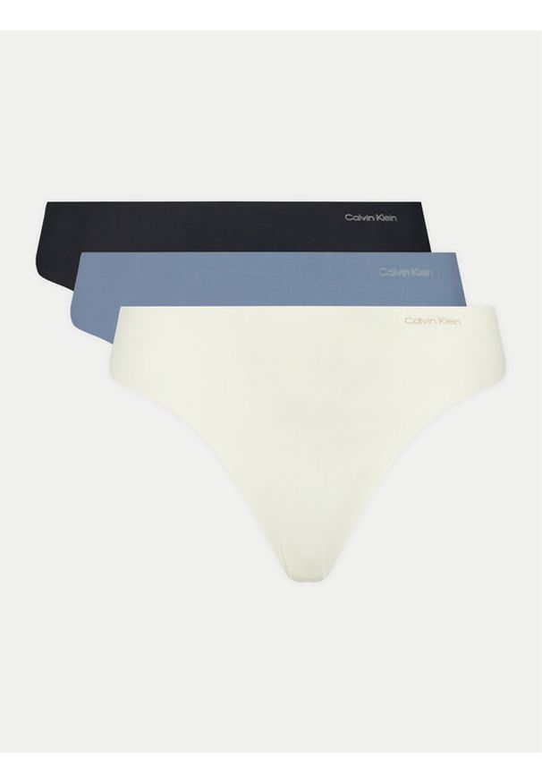 Calvin Klein Underwear Komplet 3 par stringów 000QD3558E Kolorowy. Materiał: syntetyk. Wzór: kolorowy