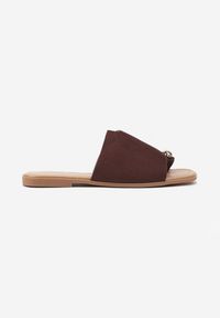 Born2be - Brązowe Klapki Vices Japonki z Metaliczną Ozdobą Arezelia. Okazja: na co dzień. Kolor: brązowy. Wzór: aplikacja. Styl: elegancki, casual #4