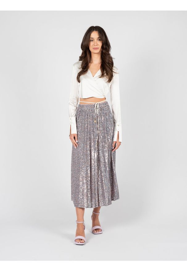 Patrizia Pepe Spódnica | 8G0272/A022 | Kobieta | Różowy, Fioletowy. Okazja: na co dzień. Kolor: fioletowy, różowy, wielokolorowy. Materiał: elastan, poliamid. Wzór: aplikacja. Sezon: lato. Styl: elegancki, casual, klasyczny