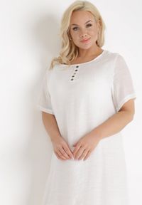 Born2be - Biała Sukienka Hekile. Kolor: biały. Materiał: materiał, bawełna. Styl: wakacyjny. Długość: midi #6