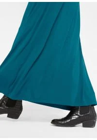 Długa sukienka ze stretchem, o linii litery A, rękawy 3/4 bonprix niebieskozielony. Kolor: niebieski. Długość: maxi #2