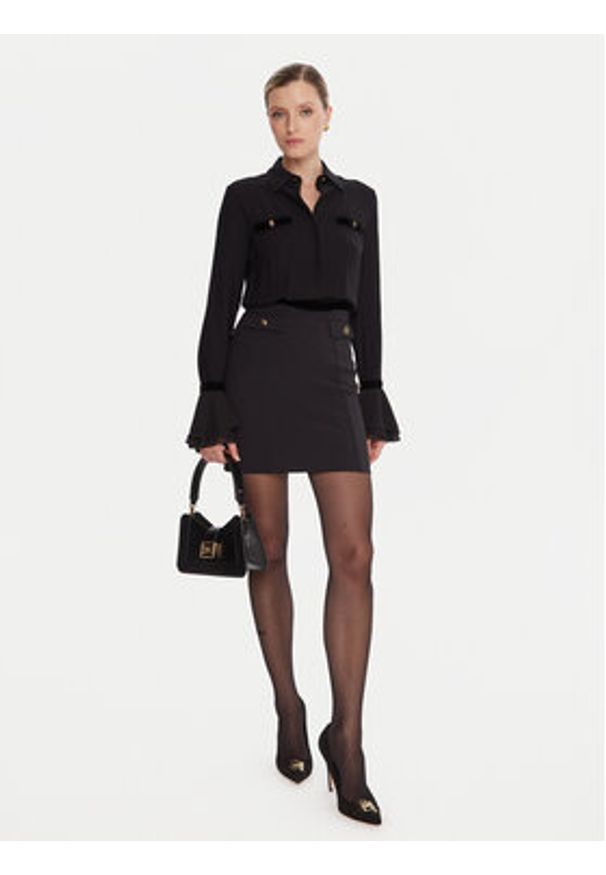 Elisabetta Franchi Spódnica mini GO-148-57E2-V380 Czarny Regular Fit. Kolor: czarny. Materiał: syntetyk