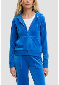 Juicy Couture - JUICY COUTURE Chabrowa bluza damska Robertson Hoodie, Rozmiar L. Okazja: na co dzień. Kolor: niebieski. Materiał: materiał. Styl: casual, klasyczny #5