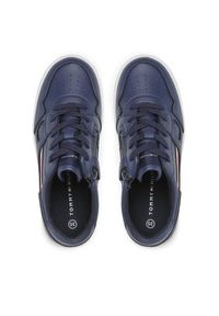 TOMMY HILFIGER - Tommy Hilfiger Sneakersy Stripes Low Cut Lace-Up Sneaker T3X9-32848-1355 S Granatowy. Kolor: niebieski. Materiał: skóra #5