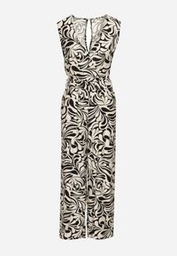 Born2be - Czarno-Biały Kombinezon na Szerokich Ramiączkach z Dekoltem w Serek i Długimi Nogawkami Xadia. Okazja: na randkę, na co dzień. Kolor: czarny. Długość rękawa: na ramiączkach. Długość: długie. Styl: casual, klasyczny #3