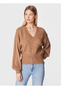 Sisley Sweter 109RM400A Brązowy Oversize. Kolor: brązowy. Materiał: syntetyk #1
