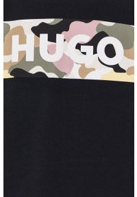 Hugo - HUGO bluza bawełniana 50467297 damska kolor czarny z kapturem wzorzysta. Okazja: na co dzień. Typ kołnierza: kaptur. Kolor: czarny. Materiał: bawełna. Styl: casual #5