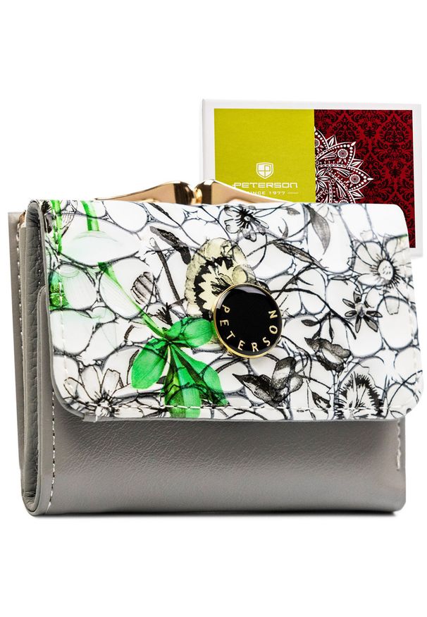 Mały portfelik damski ze skóry naturalnej w zielonym kolorze PTN PH32-LFL Peterson. Kolor: zielony. Materiał: skóra