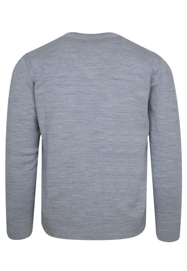 Męski Sweter z Wełną - Devir - V-neck - Błękitno-Popielaty Melanż. Okazja: na co dzień, na spotkanie biznesowe, do pracy. Typ kołnierza: dekolt w serek. Kolor: wielokolorowy, niebieski, szary. Materiał: akryl, wełna. Wzór: melanż. Styl: wizytowy, biznesowy, klasyczny, casual