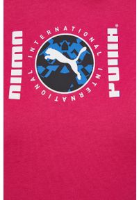 Puma T-shirt bawełniany 531658 kolor różowy. Okazja: na co dzień. Kolor: różowy. Materiał: bawełna. Wzór: nadruk. Styl: casual #3