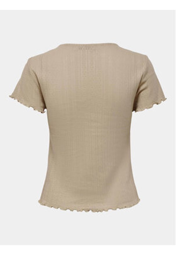 only - ONLY T-Shirt Carlotta 15256154 Beżowy Tight Fit. Kolor: beżowy. Materiał: bawełna