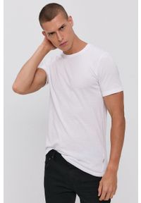 !SOLID T-shirt bawełniany kolor biały gładki. Okazja: na co dzień. Kolor: biały. Materiał: bawełna. Wzór: gładki. Styl: casual