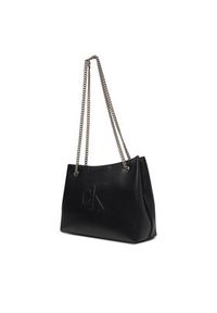 Calvin Klein Jeans Torebka Sculpted Chain Shoulder Bag LV04K3163G Czarny. Kolor: czarny. Materiał: skórzane #5