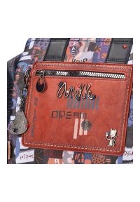 Granatowa Torebka Damska Glamour Kuferek Anekke. Kolor: niebieski. Wzór: kolorowy. Materiał: skórzane. Styl: glamour #4