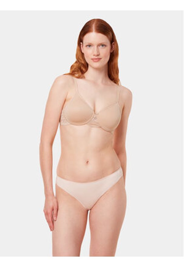 Triumph Biustonosz z fiszbiną Modern Lace 10215960 Beżowy. Kolor: beżowy. Materiał: syntetyk