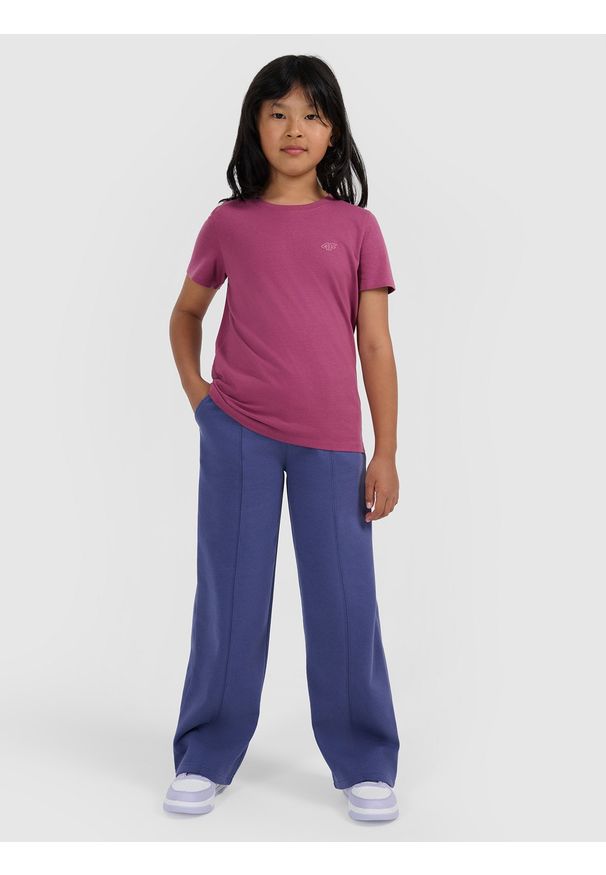 4f - 4F T-shirt regular gładki dziewczęcy - fioletowy 152 (11-12 lat). Okazja: na co dzień. Kolor: fioletowy. Materiał: jersey, bawełna, materiał. Długość rękawa: krótki rękaw. Długość: krótkie. Wzór: gładki. Sezon: lato. Styl: sportowy, casual, klasyczny, młodzieżowy