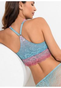 bonprix - Biustonosz bustier z delikatną koronką w cieniowanych kolorach. Kolor: niebieski. Materiał: koronka. Wzór: koronka #3