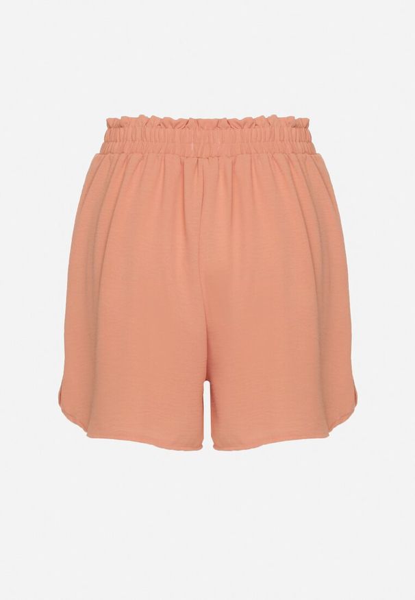 Born2be - Pomarańczowe Luźne Szorty z Wysokim Stanem Mevindrae. Okazja: na co dzień. Stan: podwyższony. Kolor: pomarańczowy. Styl: elegancki, klasyczny, casual