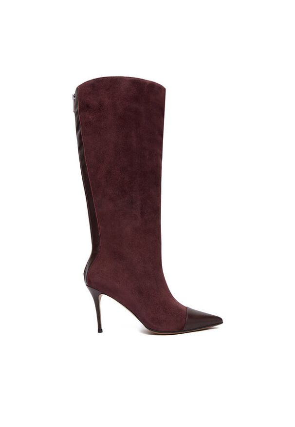 Eva Minge Kozaki EO-EDITH-GLC9177-17-861 Bordowy. Kolor: czerwony. Materiał: zamsz, skóra