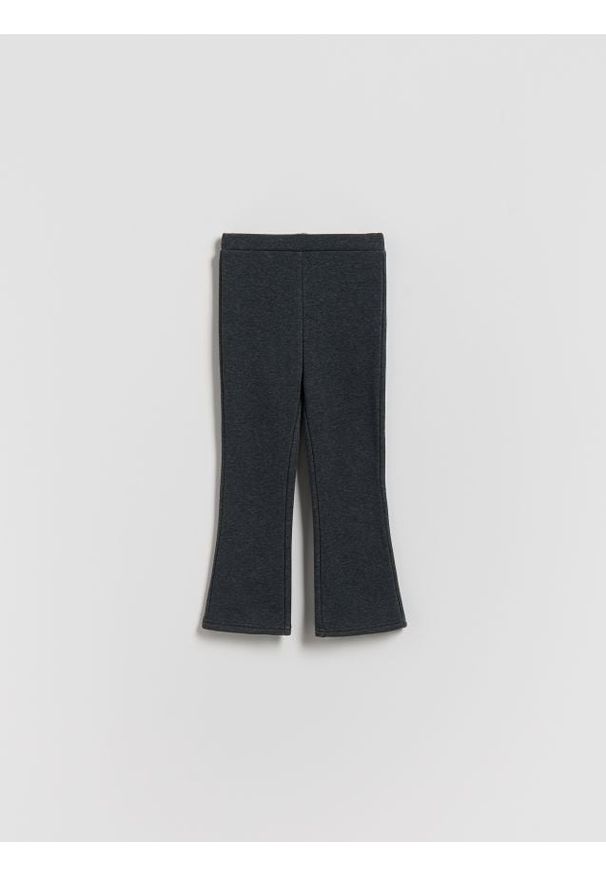 Reserved - Ocieplane spodnie flare - ciemnoszary. Kolor: szary. Materiał: bawełna, dzianina