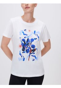 Reserved - T-shirt z nadrukiem - biały. Kolor: biały. Materiał: bawełna, dzianina. Wzór: nadruk